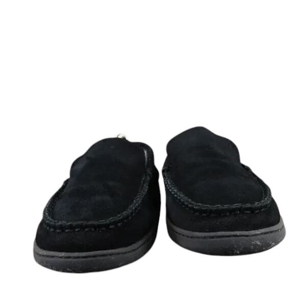 Clarks Shoes Mens 9 Slippers Suede Moccasin Slip On Indoor Outdoor Comfort Black - Picture 4 of 12